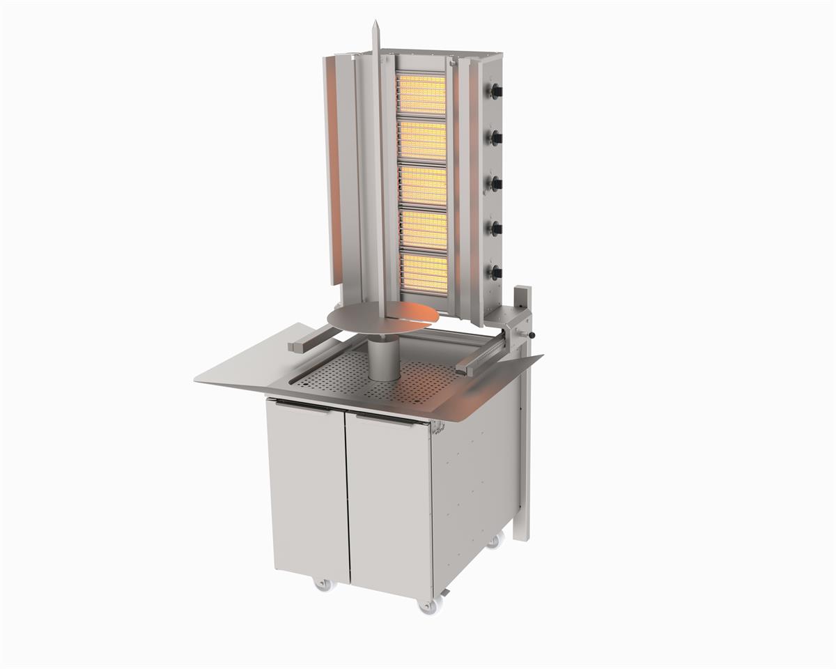 Atalay  ADG-5D Döner Ocağı 5 Gözlü Gazlı Ce Belgeli Alttan Motorlu Duvara Monte Döner Ocağı