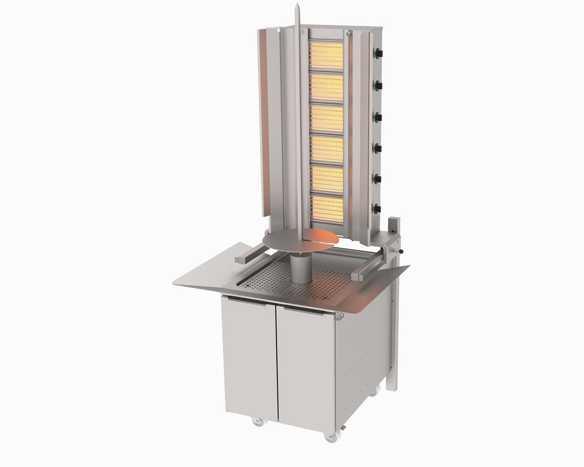 Atalay ADG-6D Döner Ocağı 5 Gözlü Gazlı Ce Belgeli Alttan Motorlu Duvara Monte Döner Ocağı 