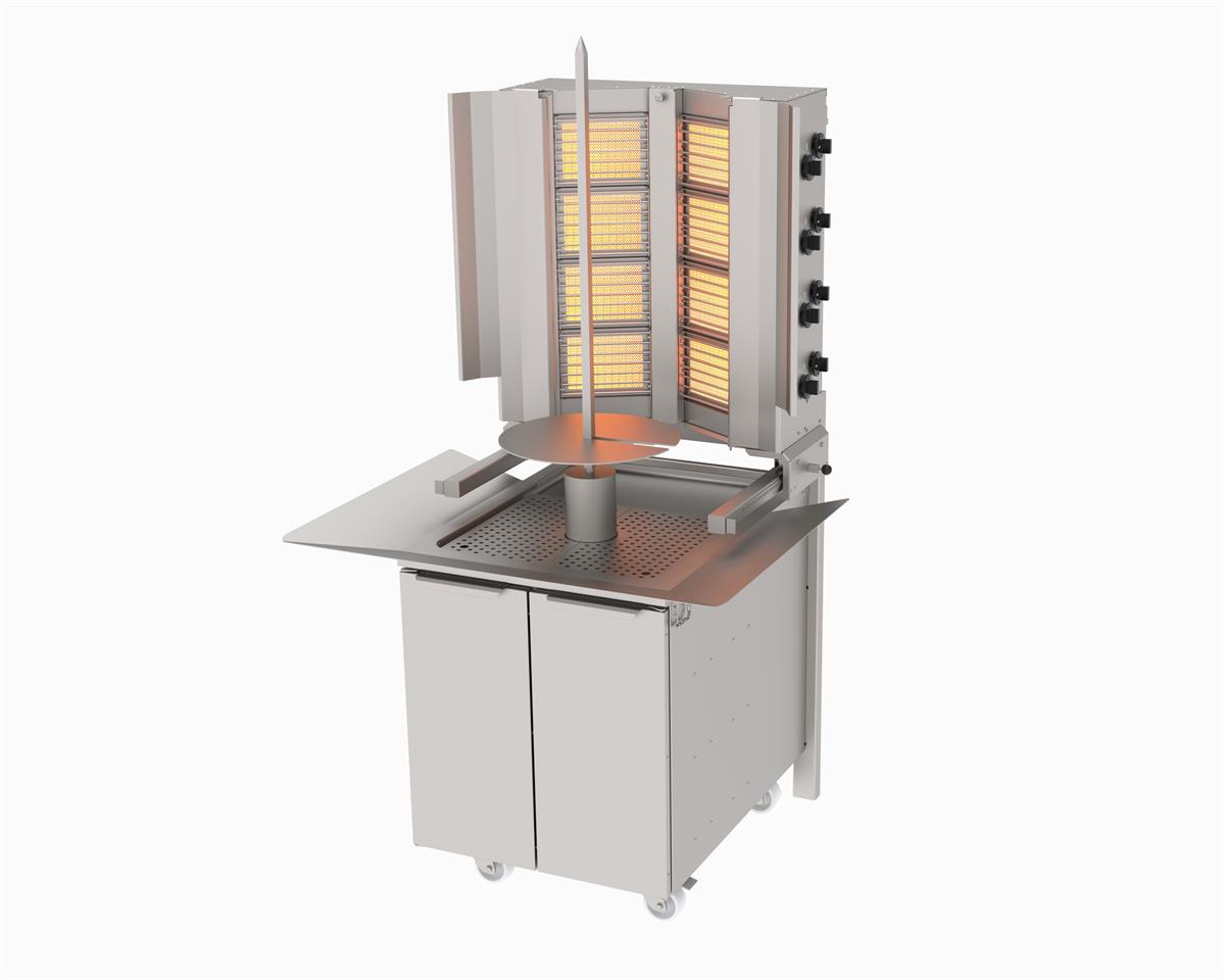 Atalay ADG-8D Döner Ocağı 8 Gözlü Gazlı Ce Belgeli Alttan Motorlu Duvara Monte Döner Ocağı 