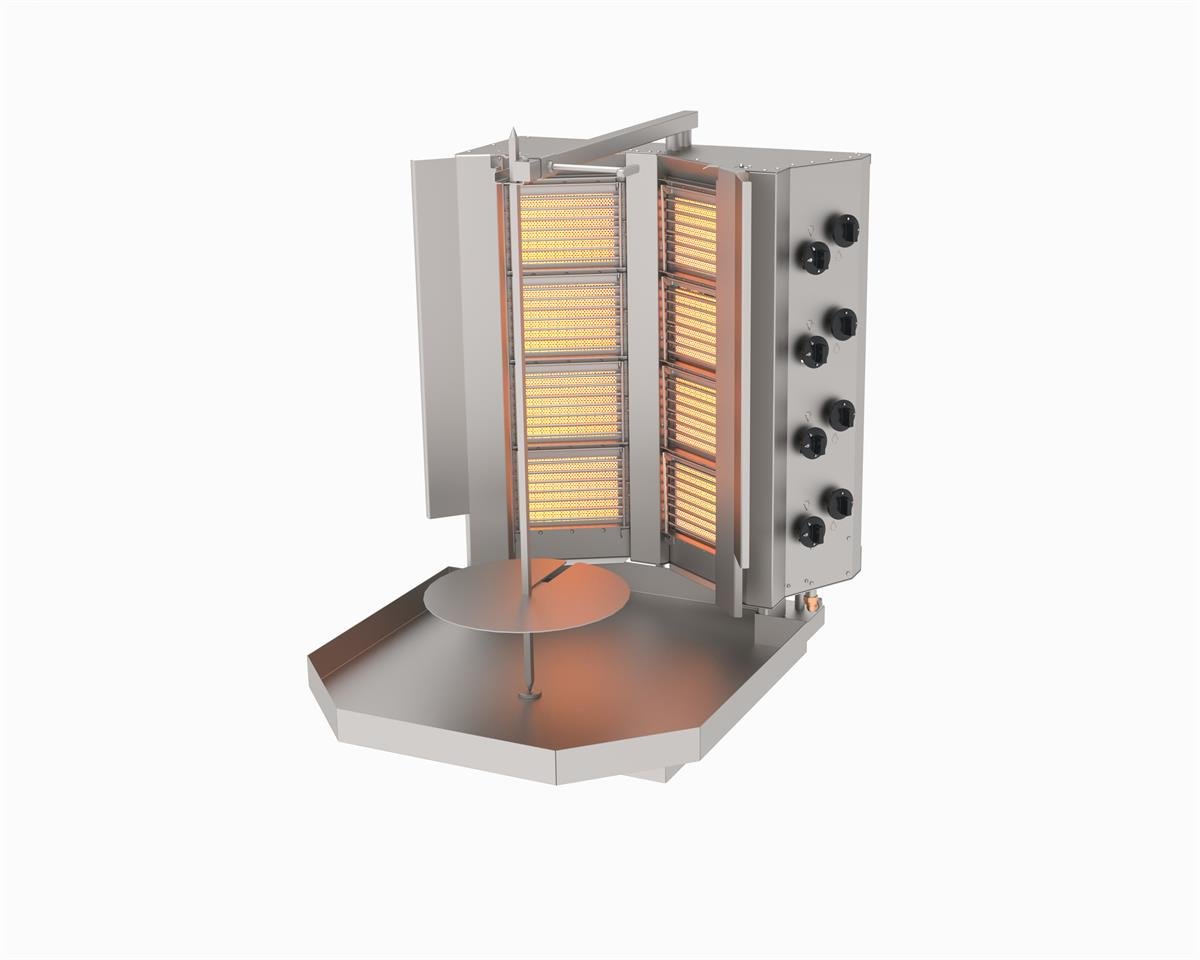 Atalay ADG-8S Döner Ocağı 8 Gözlü Gazlı Ce Belgeli Sabit V Tipi Döner Ocağı 