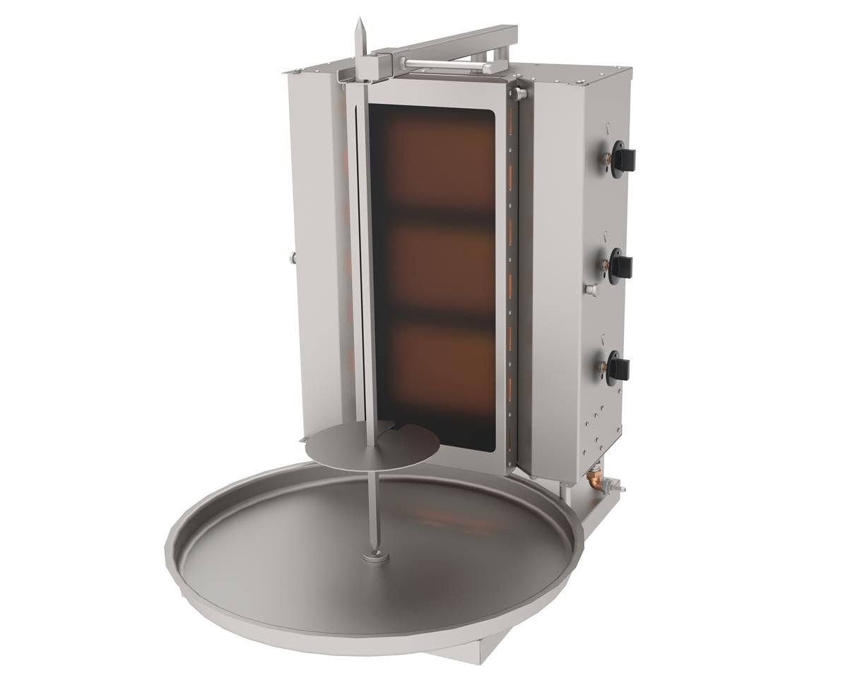 Atalay ADGC-3S Döner Ocağı 3 Gözlü Gazlı Ce Belgeli Sabit Camlı Döner Ocağı 