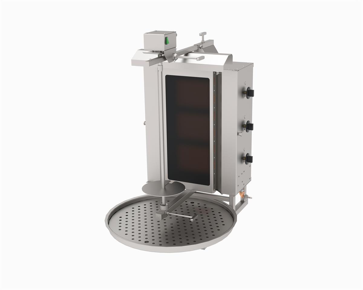 Atalay ADGC-3U Döner Ocağı 3 Gözlü Gazlı Ce Belgeli Üstten Motorlu Camlı Döner Ocağı 