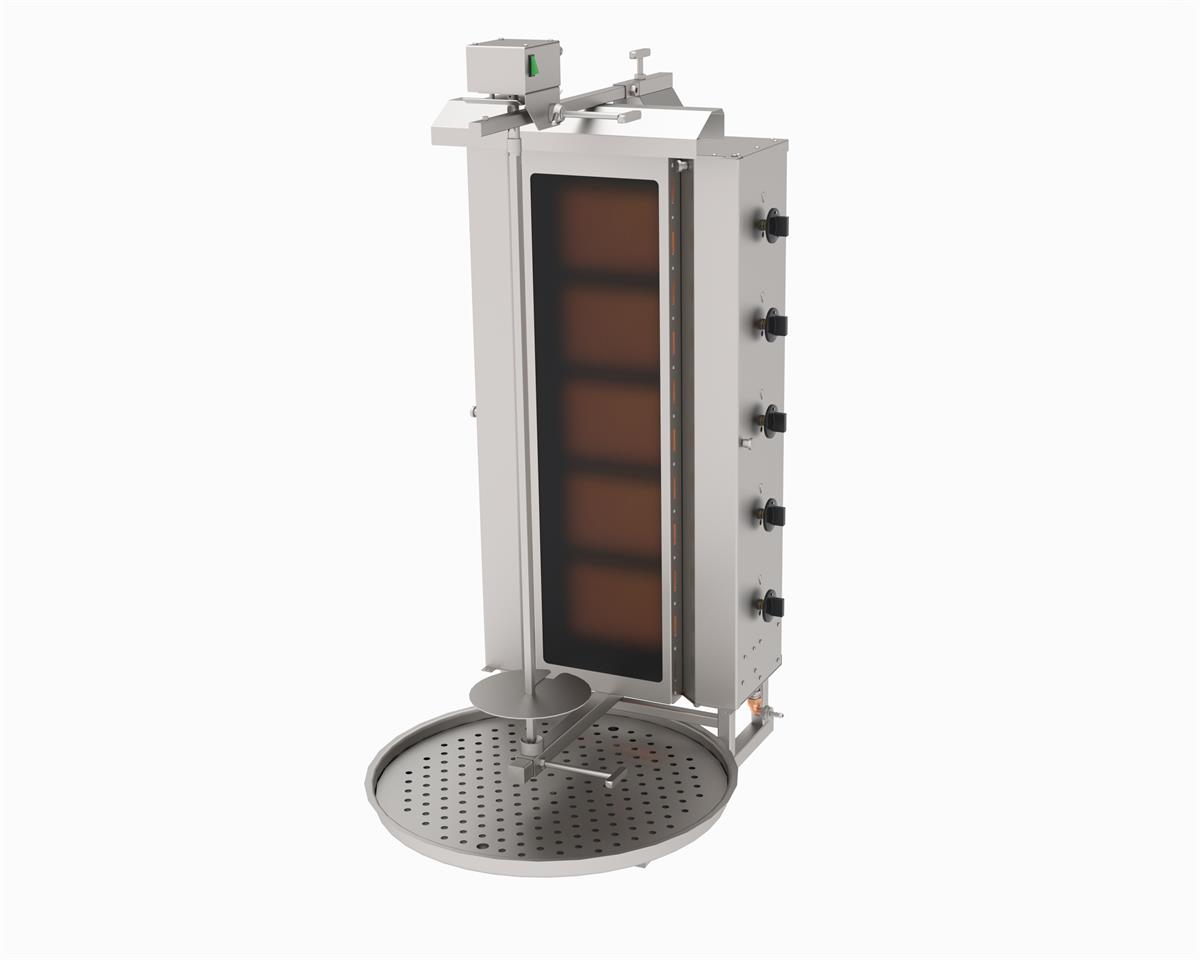 Atalay ADGC-5U Döner Ocağı 5 Gözlü Gazlı Ce Belgeli Üstten Motorlu Camlı Döner Ocağı 