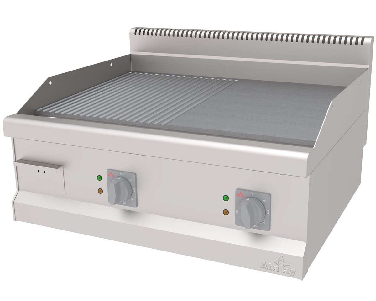 Atalay AEI-870-ND CR Elektrikli Pleyt Izgara Yarı Oluklu Yarı Düz Yüzey 80x70x30