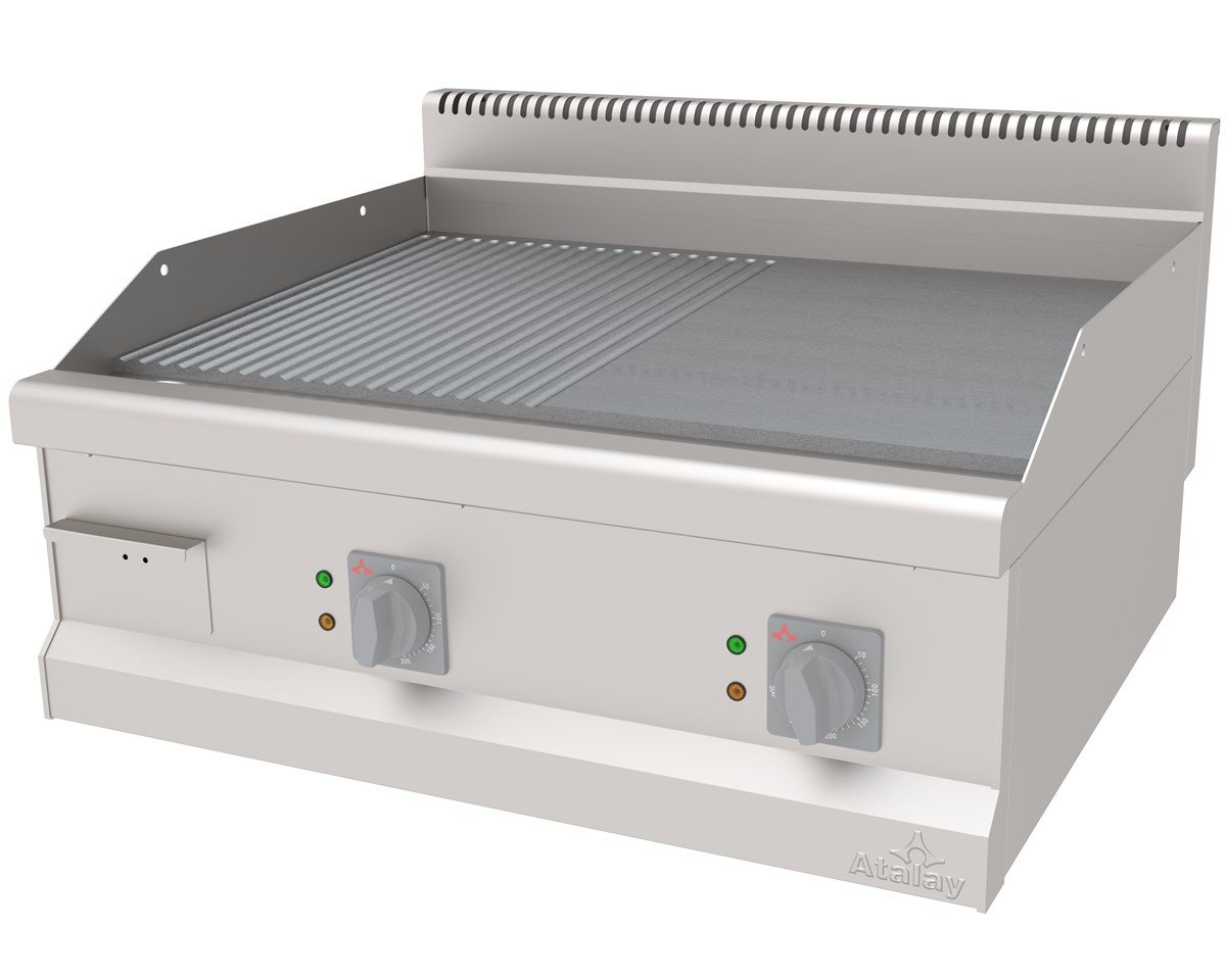 Atalay AEI-870-ND Elektrikli Pleyt Izgara Yarı Oluklu Yarı Düz Yüzey 80x70x30