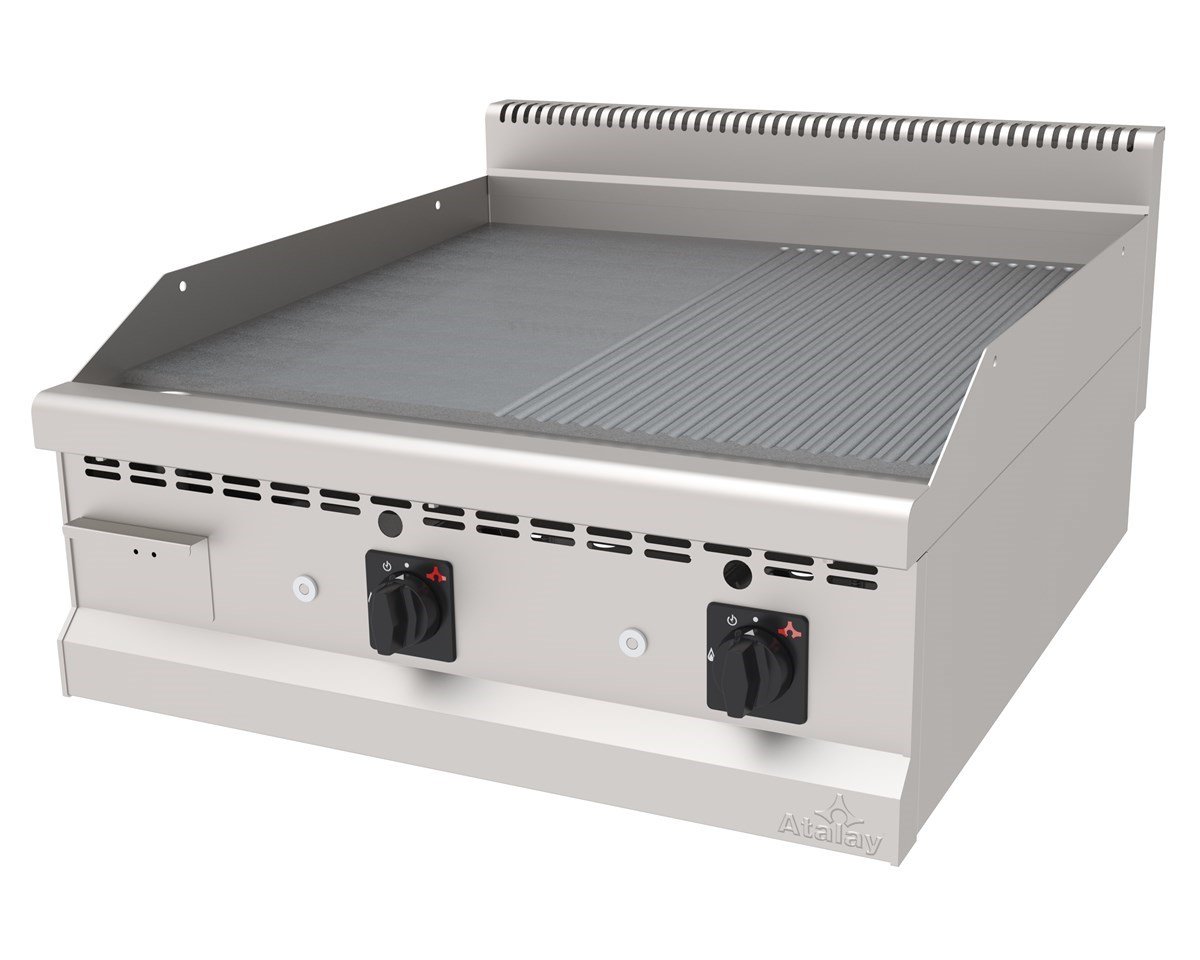 Atalay AGI-890 ND S-CR  Gazlı Pleyt Izgara Yarı Oluklu Yarı Düz Yüzey Ce Belgeli 80x90x30 