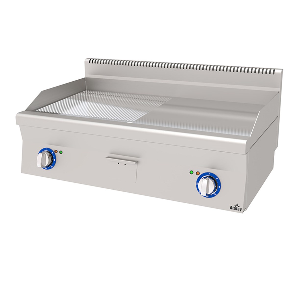 Atalay E AEI 1060 ND CR Setüstü Elektrikli Izgara, Yarı Nervürlü Yarı Düz, Krom Yüzeyli, 100x60x30 Cm