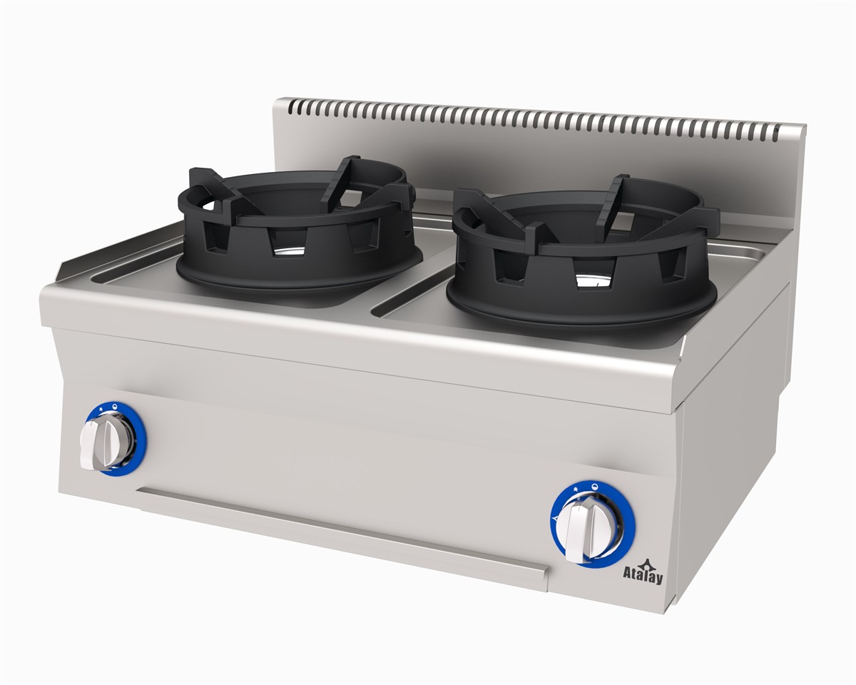 Atalay E AWO-860    Wok Ocak Çiftli Set Üstü Gazlı LPG ve Ce Belgeli 80x60x30