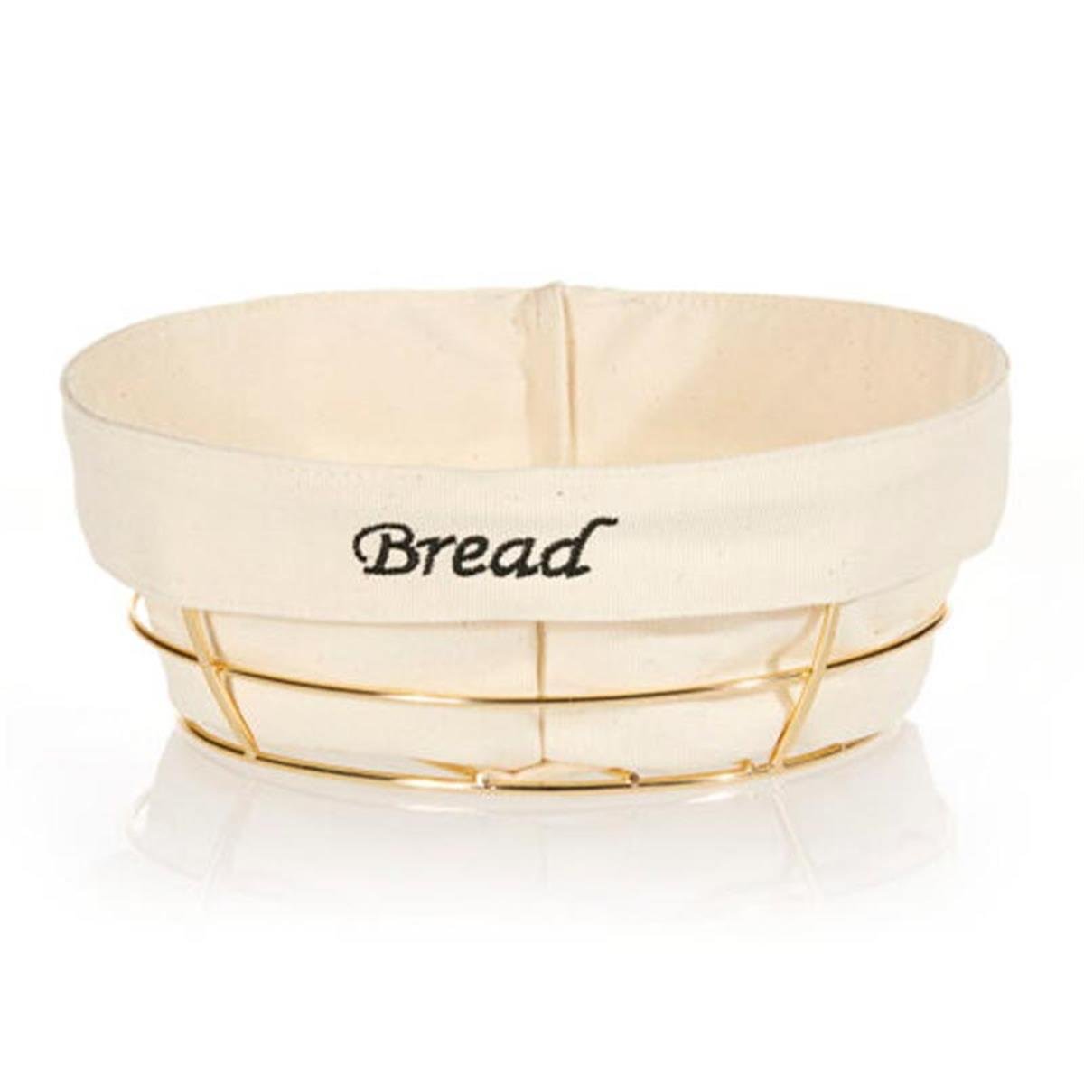 Biradlı Brd-Hw179B-Altın Beyaz Bezli Yuvarlak Ekmek Sepeti Altın Telli 23X23X8,5 Cm 