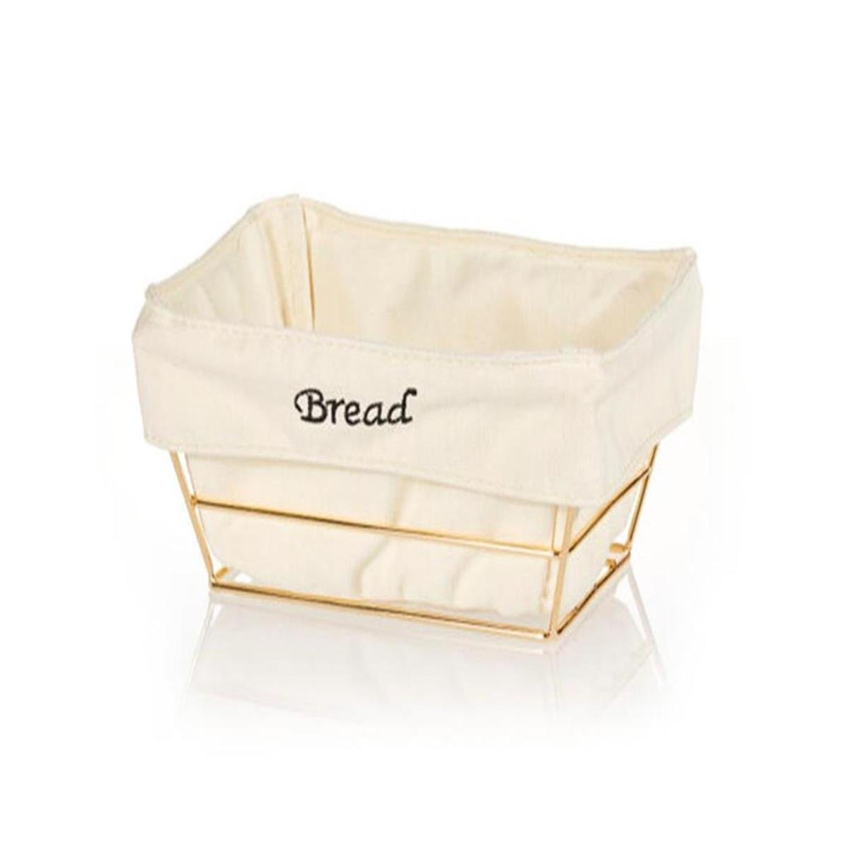 Biradlı Brd-Hw180B-Altın Beyaz Bezli Kare Ekmek Sepeti Altın Telli 22X22X9 Cm BiradlıBR.BRD-HW180B-ALTIN