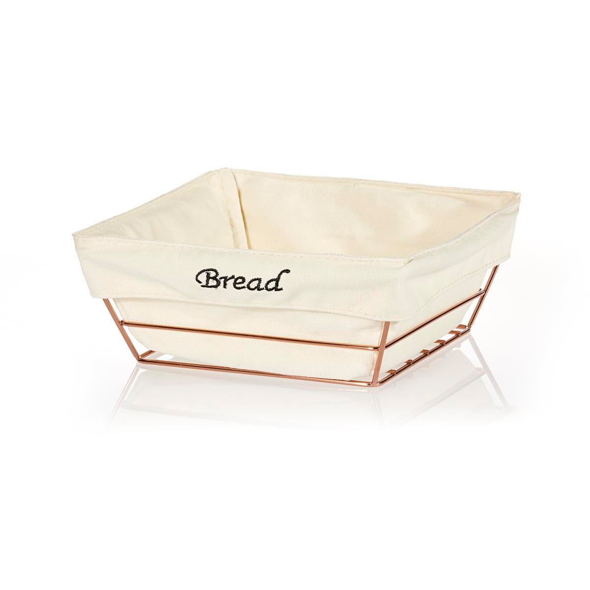 Biradlı Brd-Hw180B-Bakır Beyaz Bezli Kare Ekmek Sepeti Bakır Telli 22X22X9 Cm BiradlıBR.BRD-HW180B-BAKIR