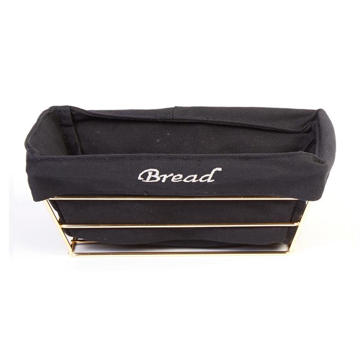 Biradlı Brd-Hw182-Altın Siyah Bezli Dikdörtgen Ekmek Sepeti Altın Telli 22X16X7,5 Cm 