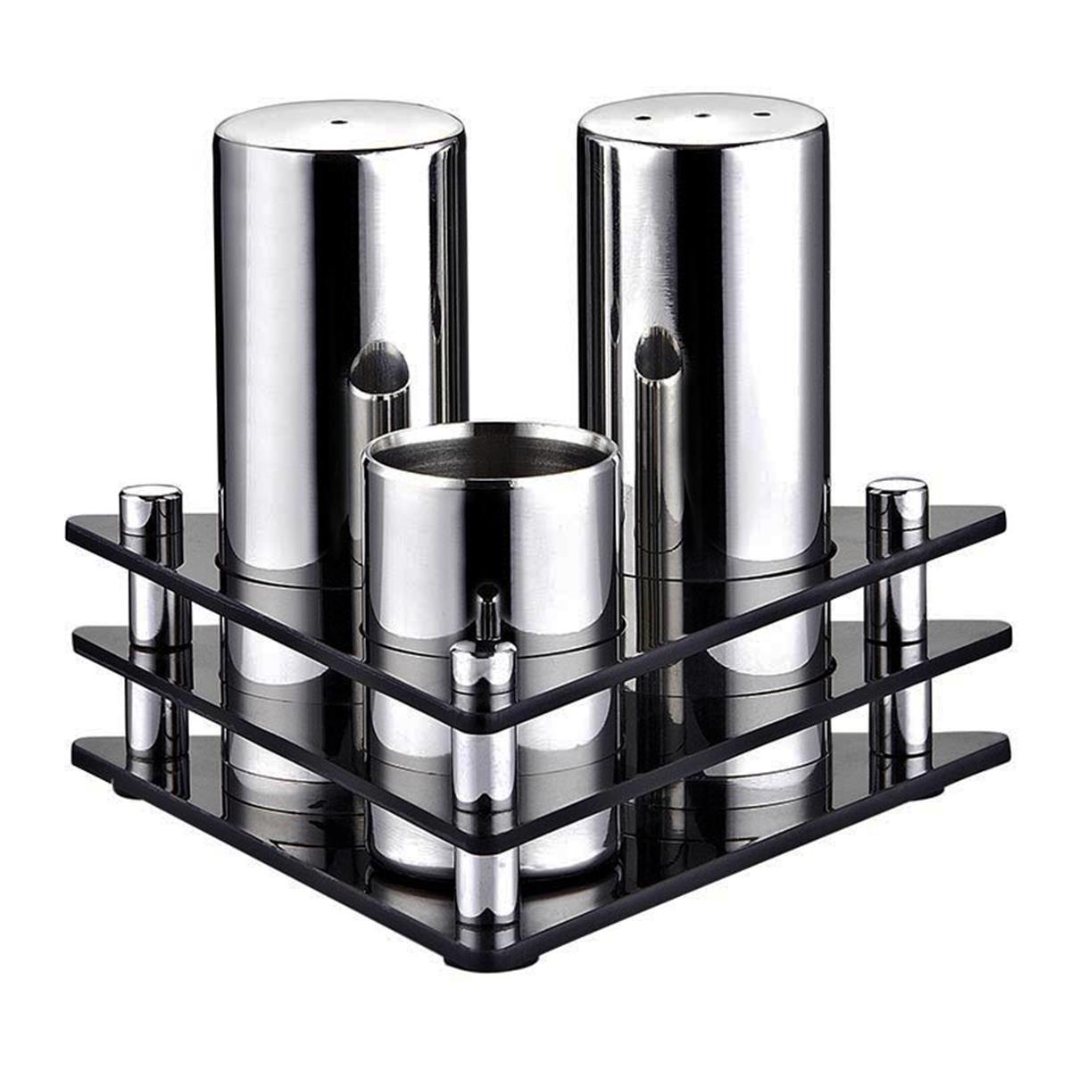 Biradlı Grv-01 3 Lü Üçgen Pleksi Standlı Tuzluk Takımı Mat