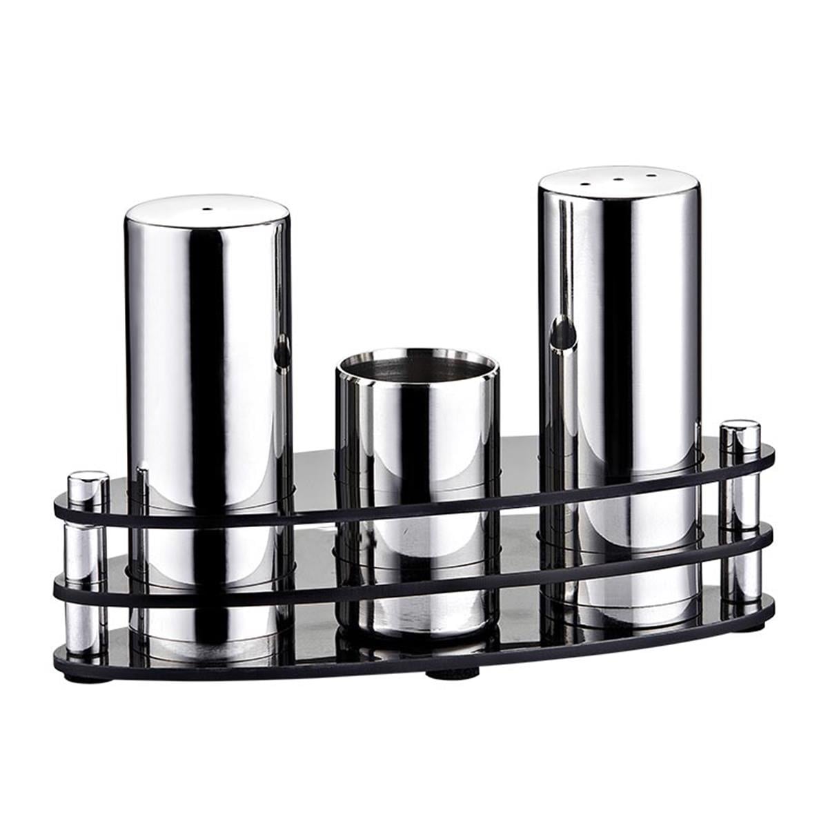 Biradlı Grv-05 3 Lü Elips Pleksi Standlı Tuzluk Takımı ParlakBiradlıBR.GRV-05-P