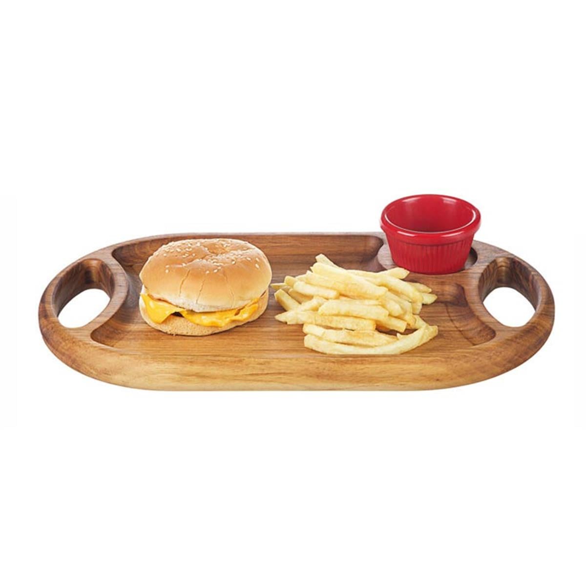 Biradlı Grv-1883 Ceviz Hamburger Sunum Soslukluk 35x20CmBiradlıBR.GRV-1883