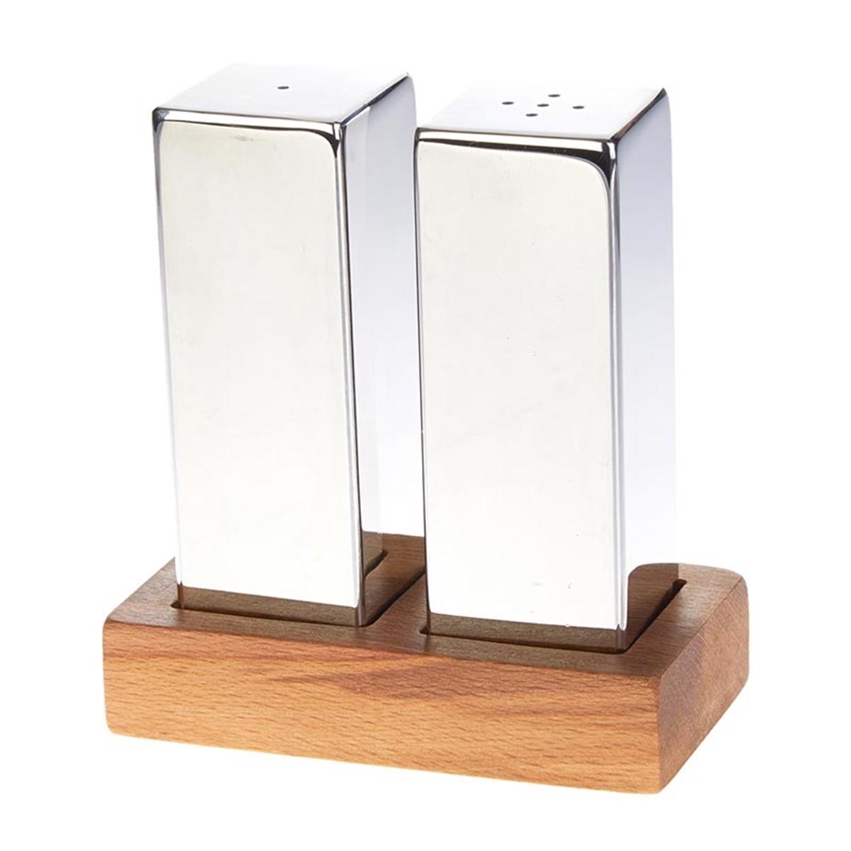 Biradlı Grv-294-Xl Everest Büyük Kare 3 Lü Tuzluk Biberlik Seti Parlak-Mat