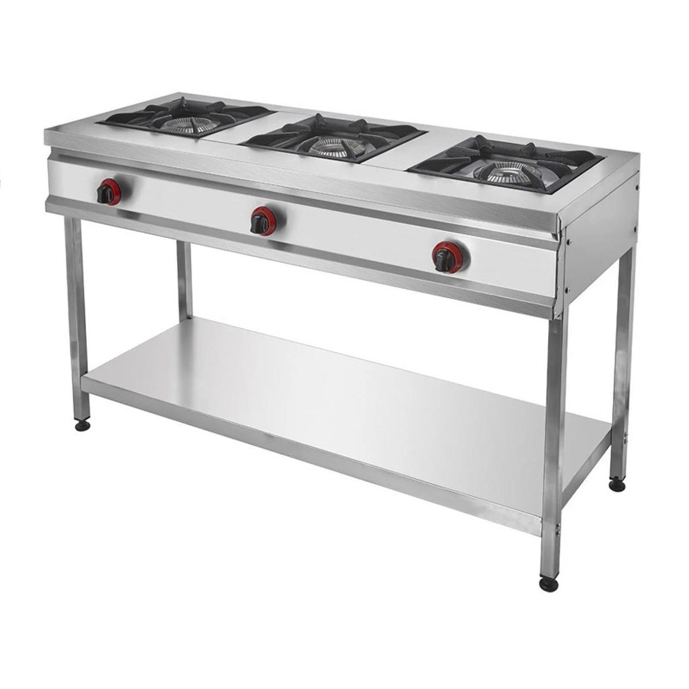 Gast CEJ25(L) 3 lü Ayaklı Taban Raflı Gazlı Ocak CE Belgeli