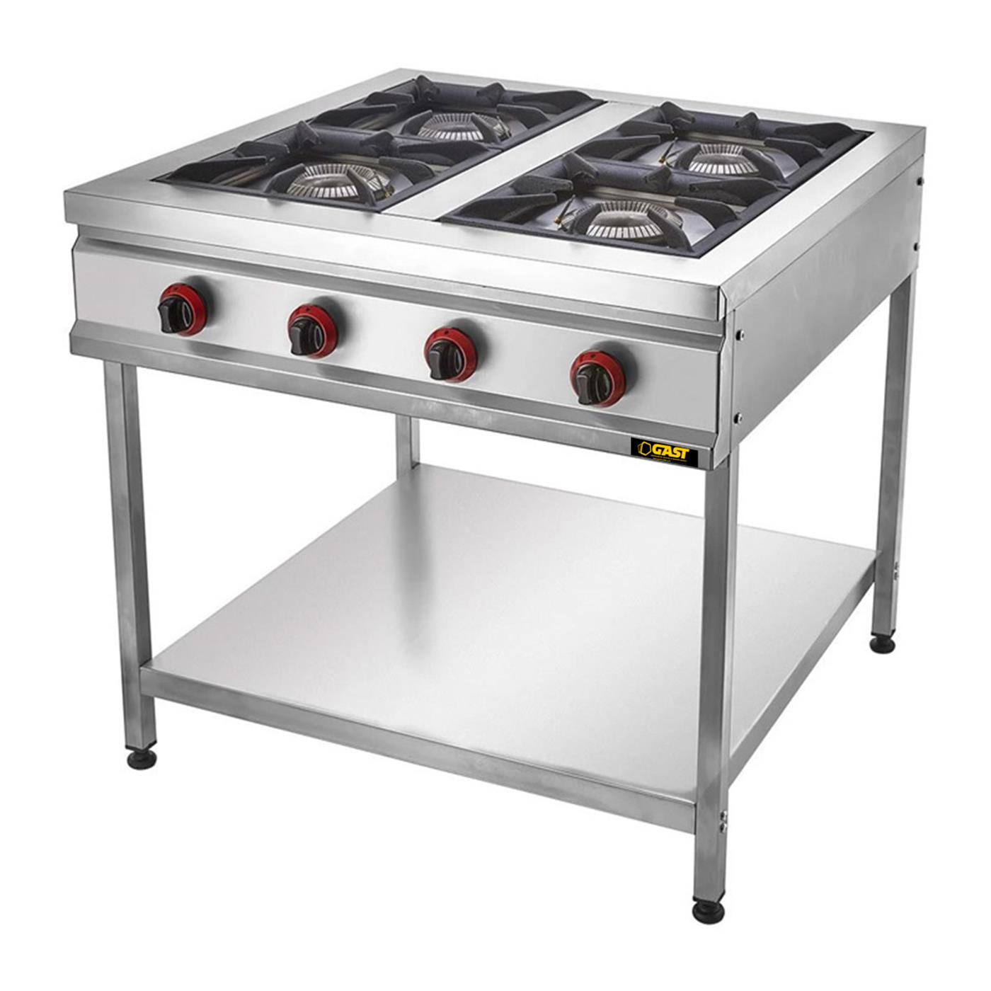 Gast CEJ32(L) 4 lü Ayaklı Taban Raflı Gazlı Ocak CE Belgeli