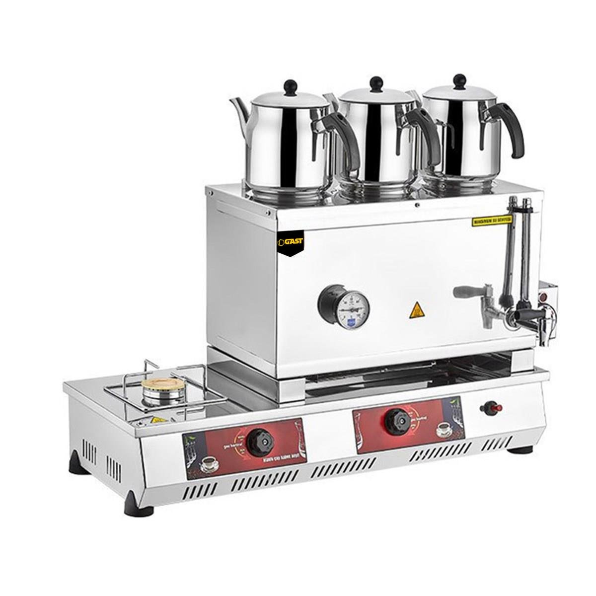 Gast N13(E) 55 Model Üç Demlikli Gazlı+Elektrikli CE Belgeli 33 lt Çay Ocağı
