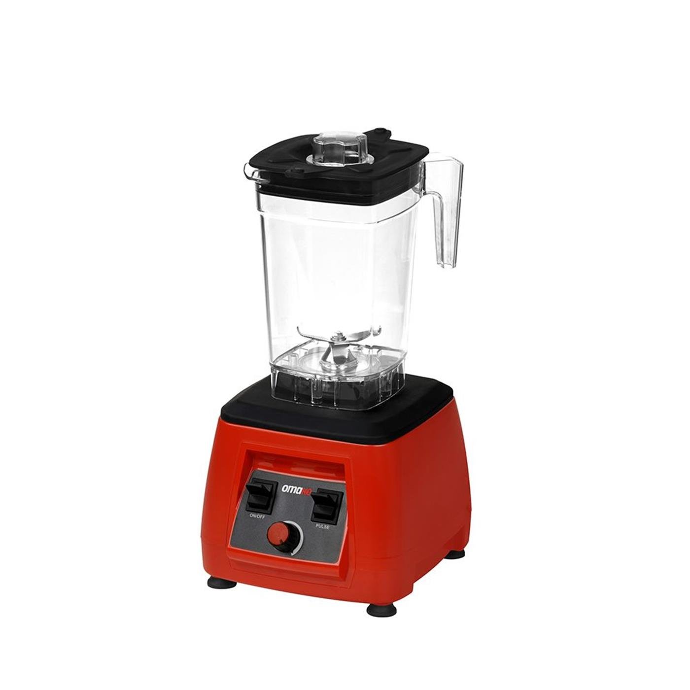 Omake 2 L Kapak Sensörsüz Şeffaf Hazneli Manuel Bar Blender 2200W Kırmızı