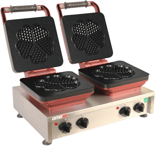 Omake Kalp Ø190 Model Zamanlayıcılı Manuel Çiftli Waffle MakinesiOmakeOmk.WFL21.E22.1301.Z50