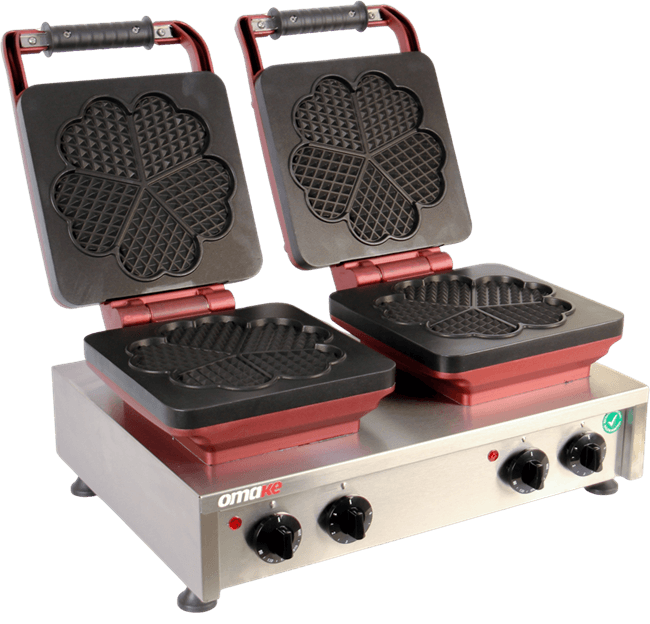 Omake Kalp Ø220 Model Zamanlayıcılı Manuel Çiftli Waffle MakinesiOmakeOmk.WFL21.E22.1401.Z50