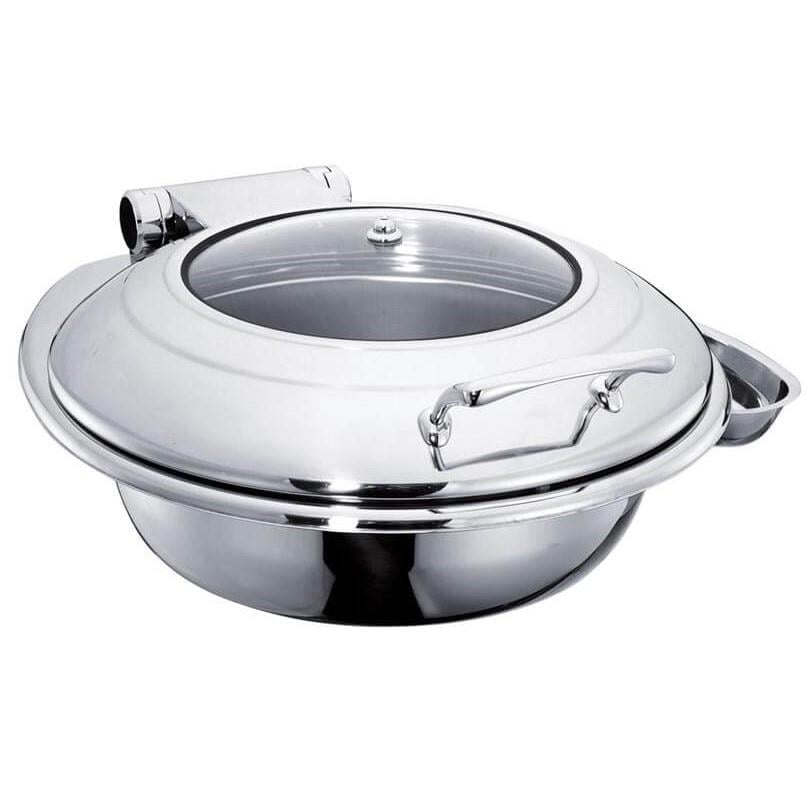 ÖZTİRYAKİLER 6 LT CHAFİNG DİSH 2/3 YUVARLAK AYAKLI-CAM KAPAKLI-BAKIR CDRO60GLMWC-RGÖztiryakiler 9450.RO60G.LMWCRG