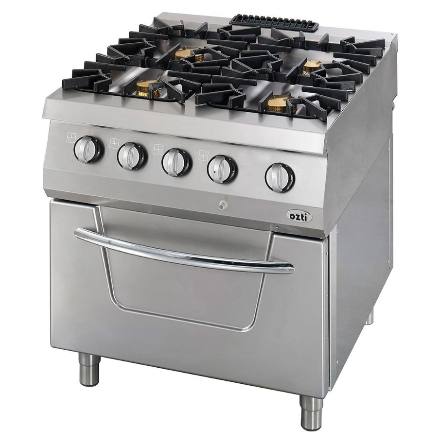 Öztiryakiler 900 Seri Kuzine Fırınlı Gazlı 4 Açık Ateş 80*90*85 (4X10 Kw+8 Kw=48 Kw)Öztiryakiler 7865.N1.80908.10P