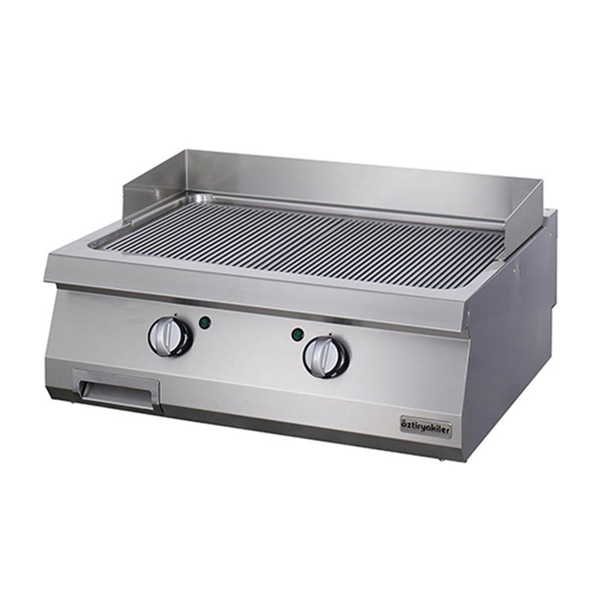 Öztiryakiler 900 Seri Set Üstü Grill Plate Oluklu Elektrikli 80*90*30-Sert Krom Kaplı