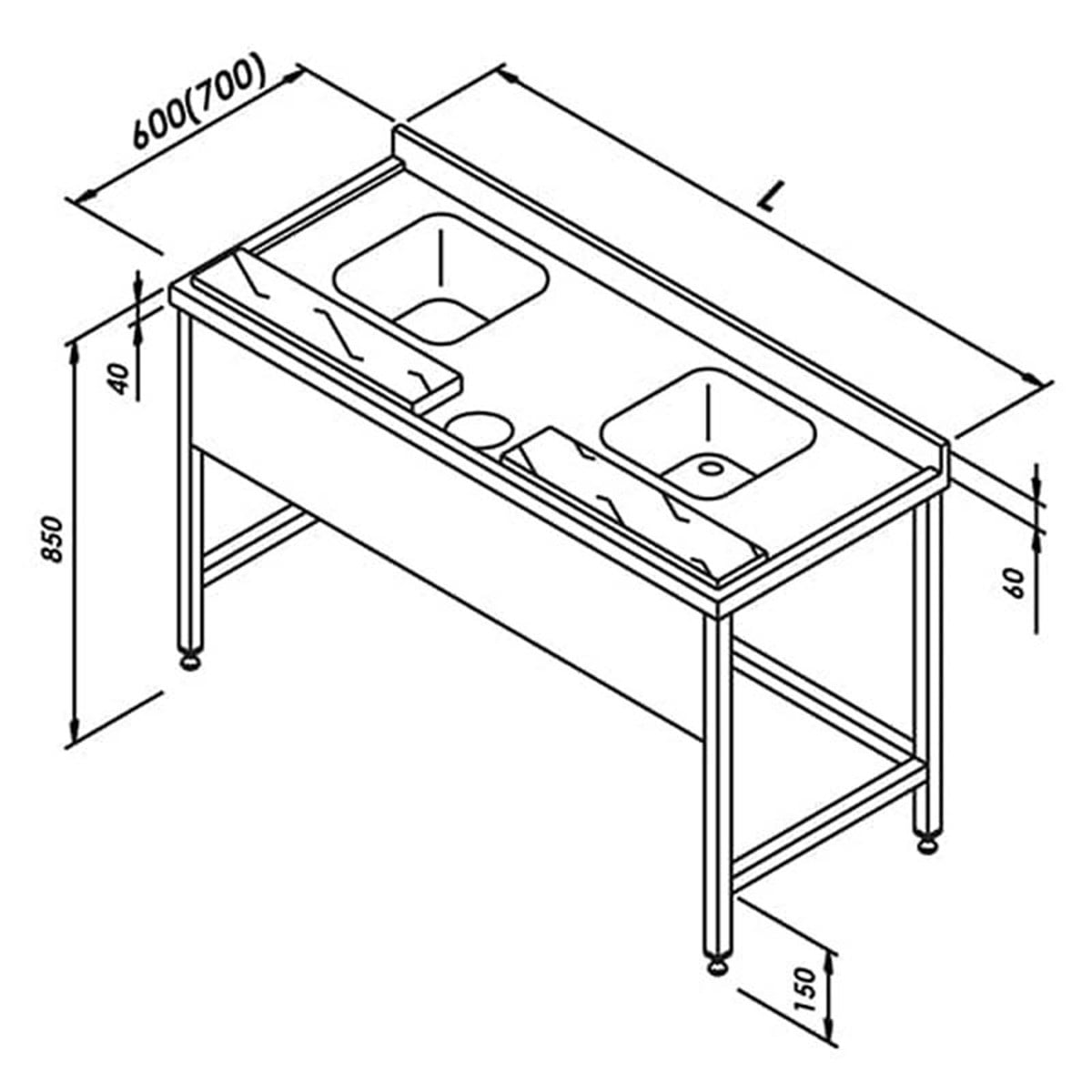 Öztiryakiler Balık Hazırlık Tezgahı 190*70
