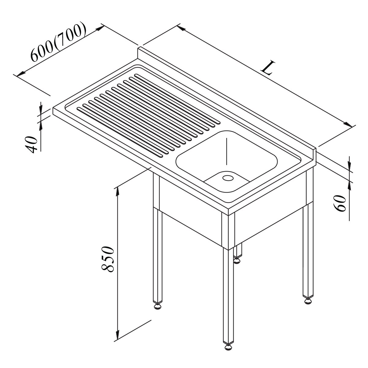 Öztiryakiler Bulaşık Makinesi Üstü Evyeli Tezgah 1G/1D Sol 120*60
