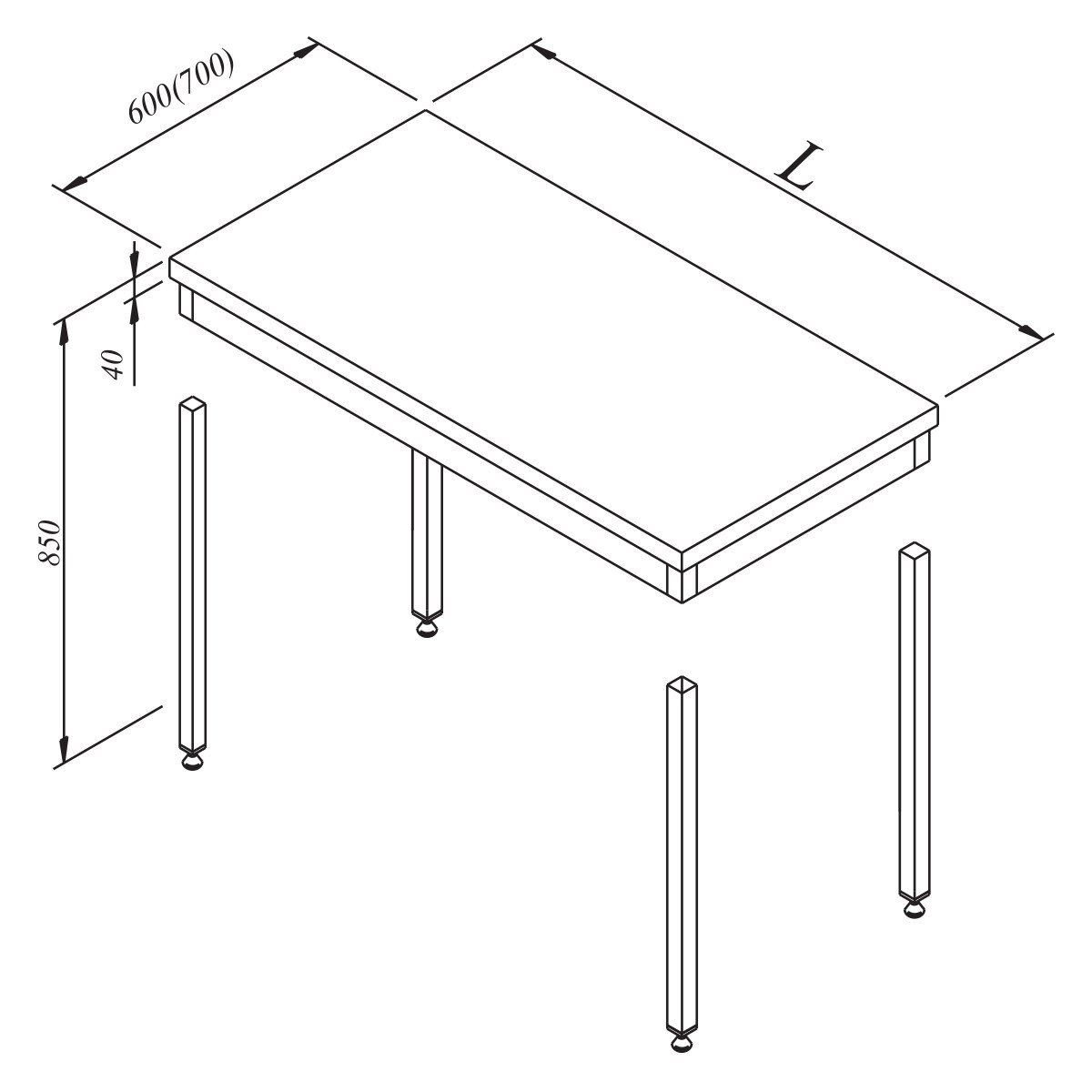Öztiryakiler Çalalışma Tezgah Taban Rafsız Sırtsız  Demonte 100*70