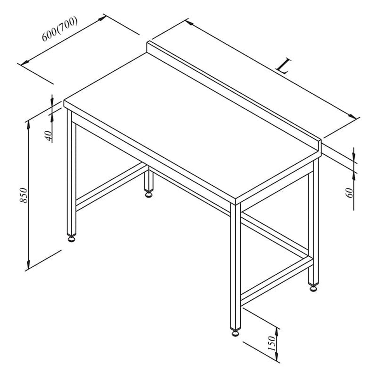Öztiryakiler Çalalışma Tezgahı Taban Rafsız Sırtlı 140*70