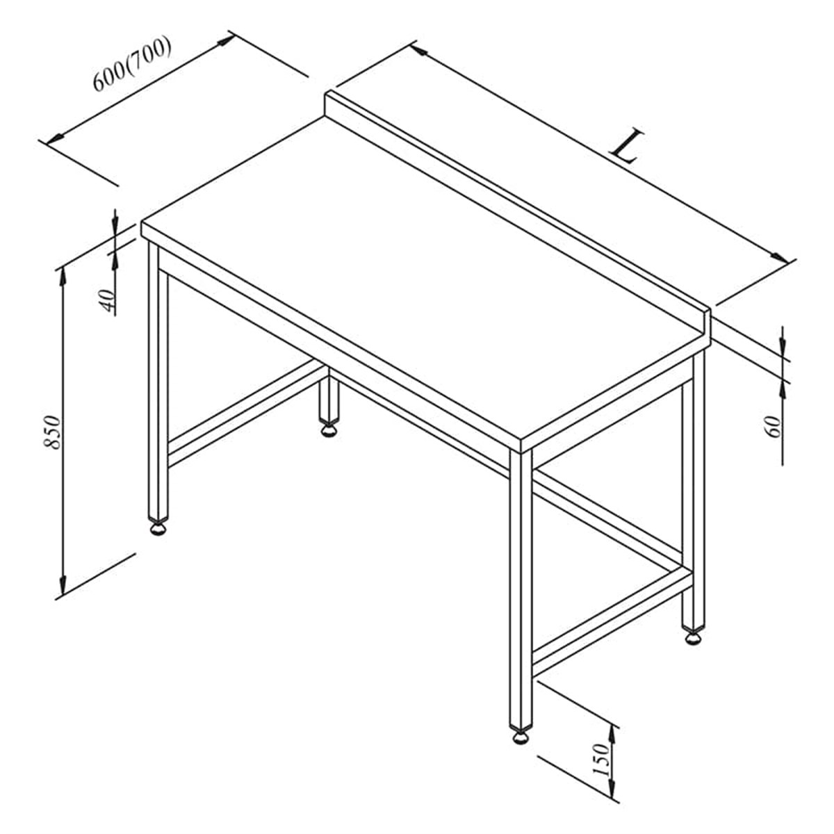 Öztiryakiler Çalalışma Tezgahı Taban Rafsız Sırtlı 190*60
