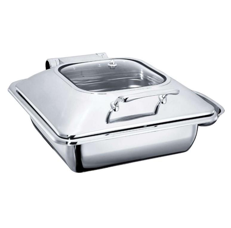 OZTIRYAKILER  CHAFING DISH DİKDÖRTGEN CAM KAPAKLI AYAKSIZ  6 L (2/3 GN)Öztiryakiler 9450.GWM32.BGL