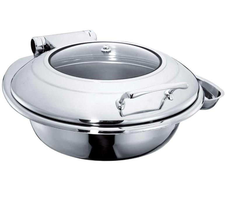 OZTIRYAKILER  CHAFING DISH YUVARLAK CAM KAPAKLI AYAKSIZ 6 L 2/3 GNÖztiryakiler 9450.GWM60.BGL