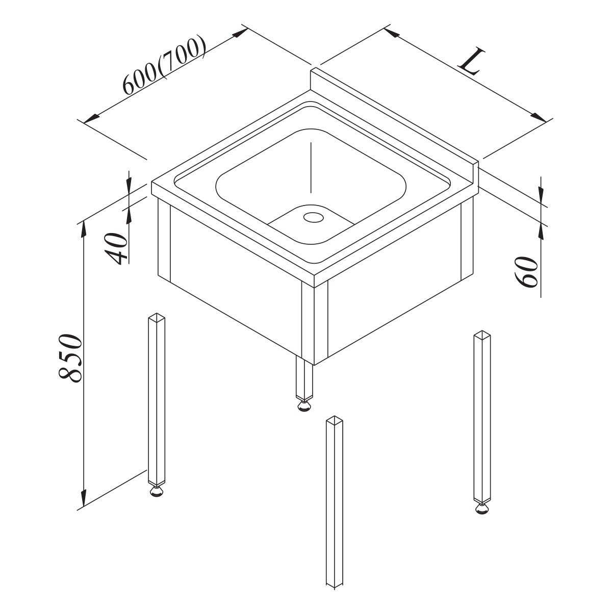 Öztiryakiler Evyeli Tezgah 1G 3 Perdeli Demonte 50*70