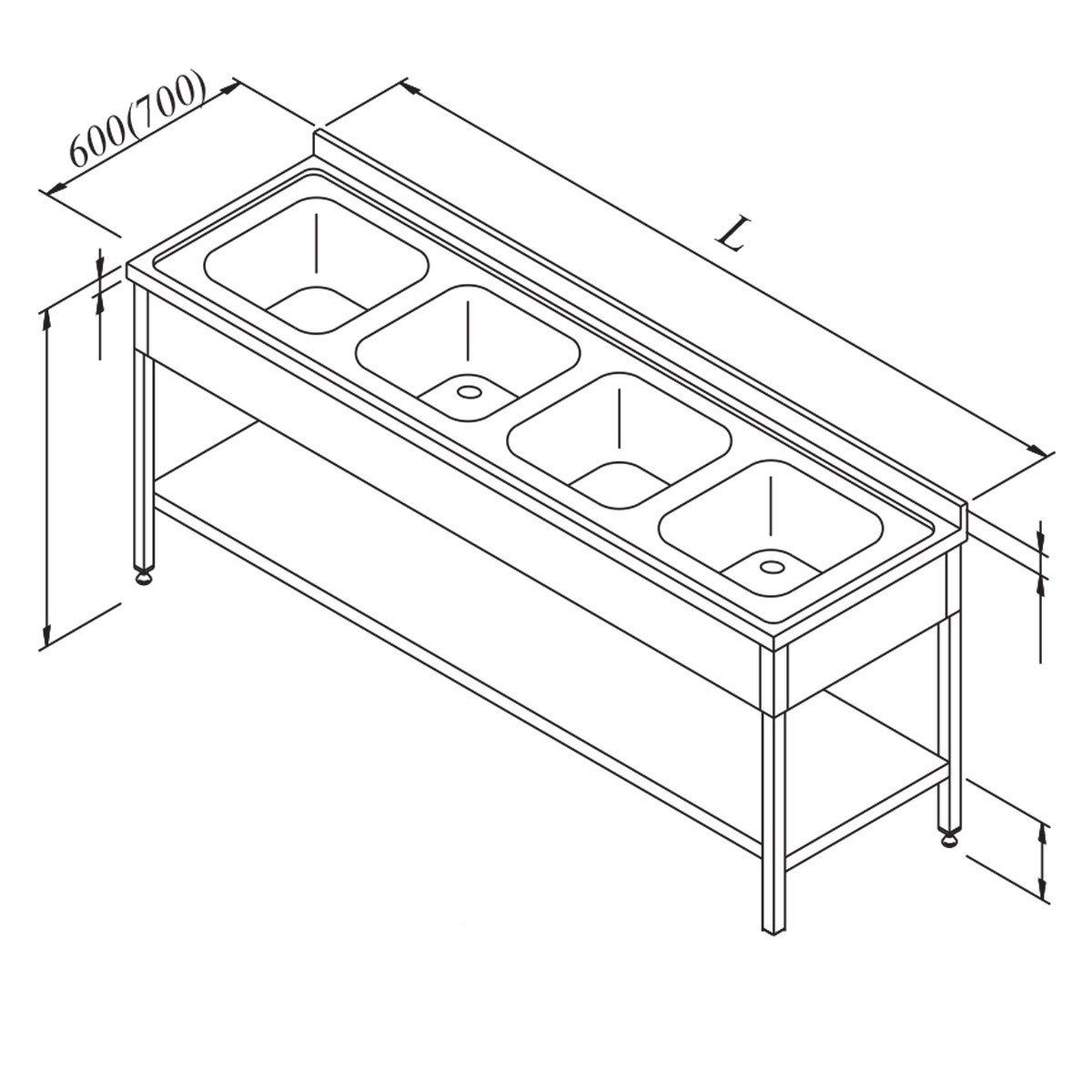 Öztiryakiler Evyeli Tezgah4G 3 Taban Raflı 240*60