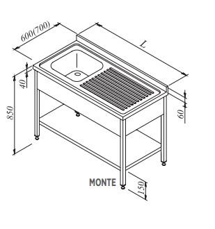 Öztiryakiler Evyeli Tezgahlar 1G/1D Sol 3 Perdeli Taban Raflı 140*70Öztiryakiler 7758.147D8.11