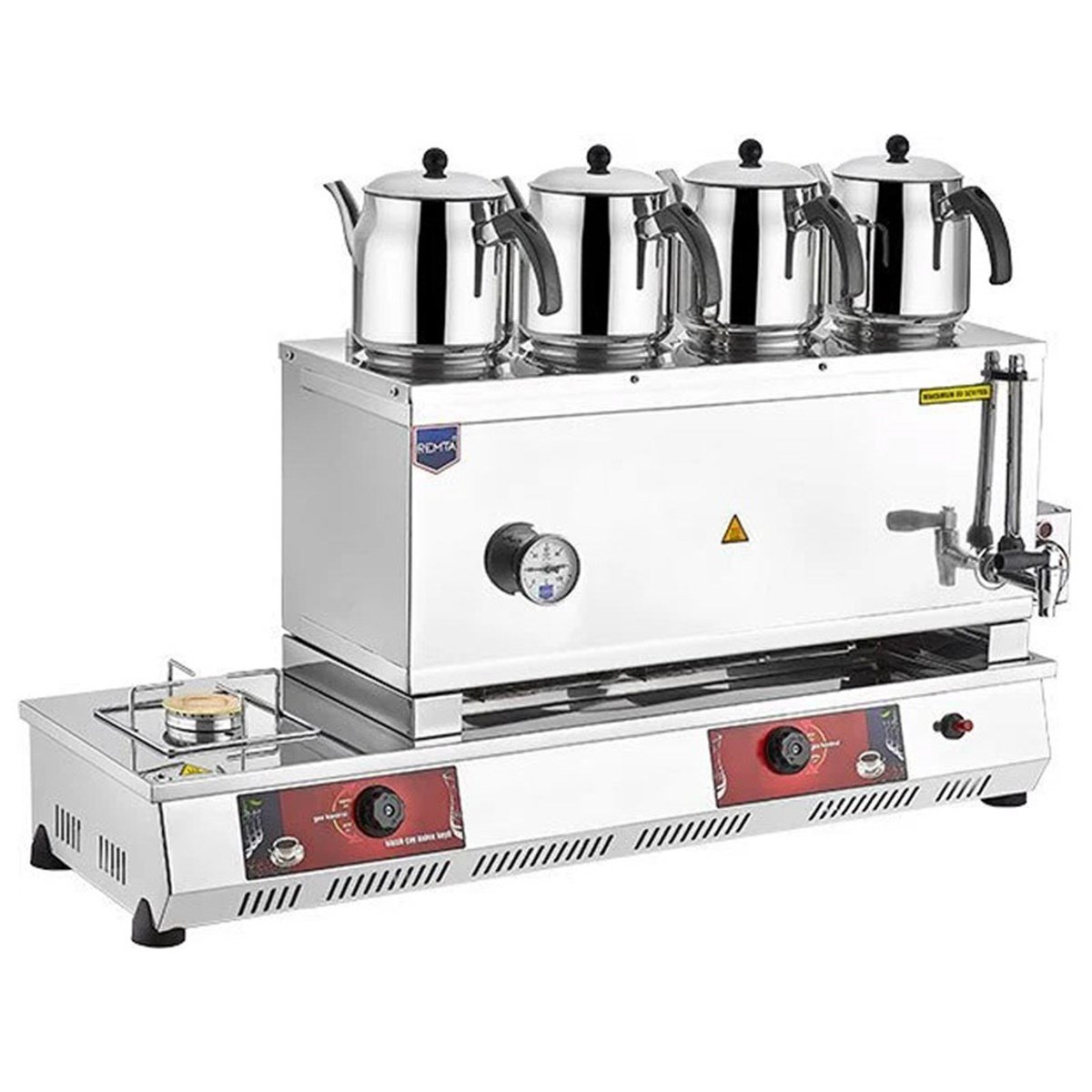 Remta N14(E) 85 Model Dört Demlikli Gazlı + Elektrikli  CE Belgeli 58 lt Çay Ocağı