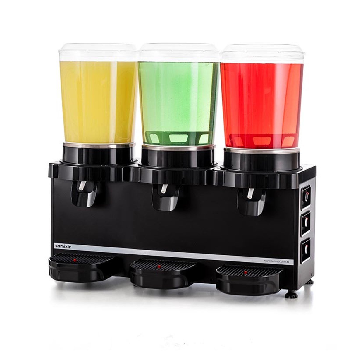 Samixir 10+10+10 L Panoramik Trıple Karıştırıcılı+Karıştırıcılı+Karıştırıcılı Soğuk İçecek Dispenseri Analog Siyah-R134-50Hz
