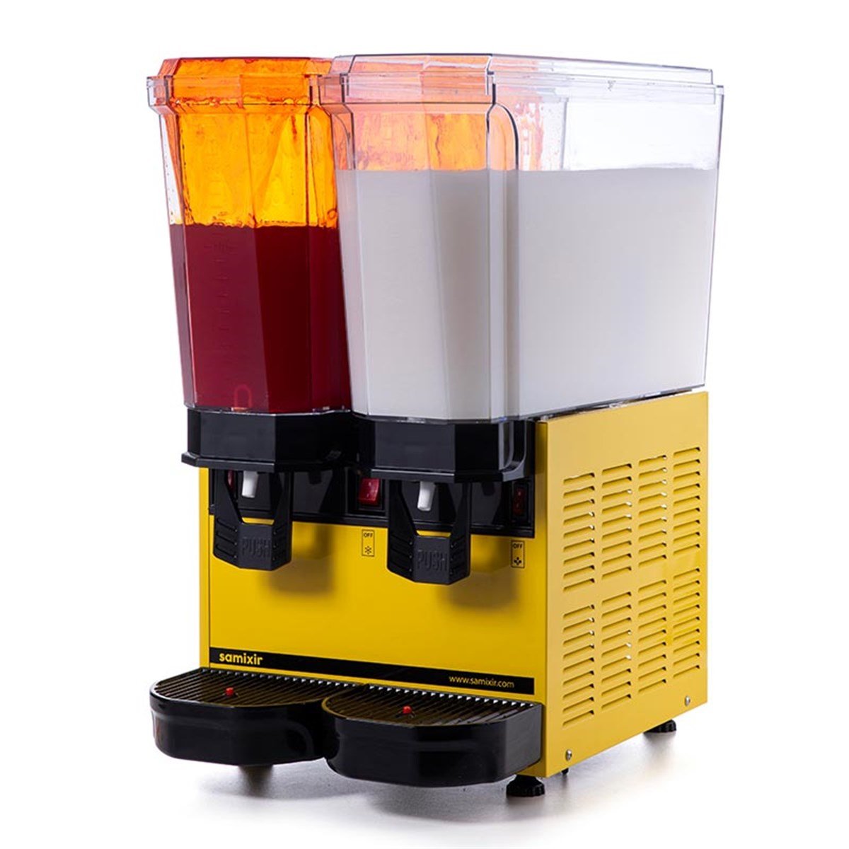 Samixir 20+20 L Klasik Twın Fıskiyeli+Karıştırıcılı Soğuk İçecek Dispenseri Sarı-R134A-50Hz