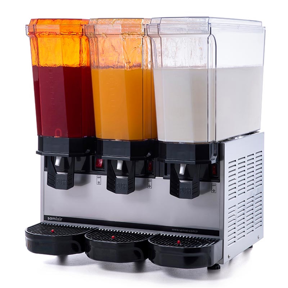 Samixir 20+20+20 L Klasik Trıple Fıskiyeli+Fıskiyeli+Fıskiyeli Soğuk İçecek Dispenseri Inox-R134A-50/60Hz