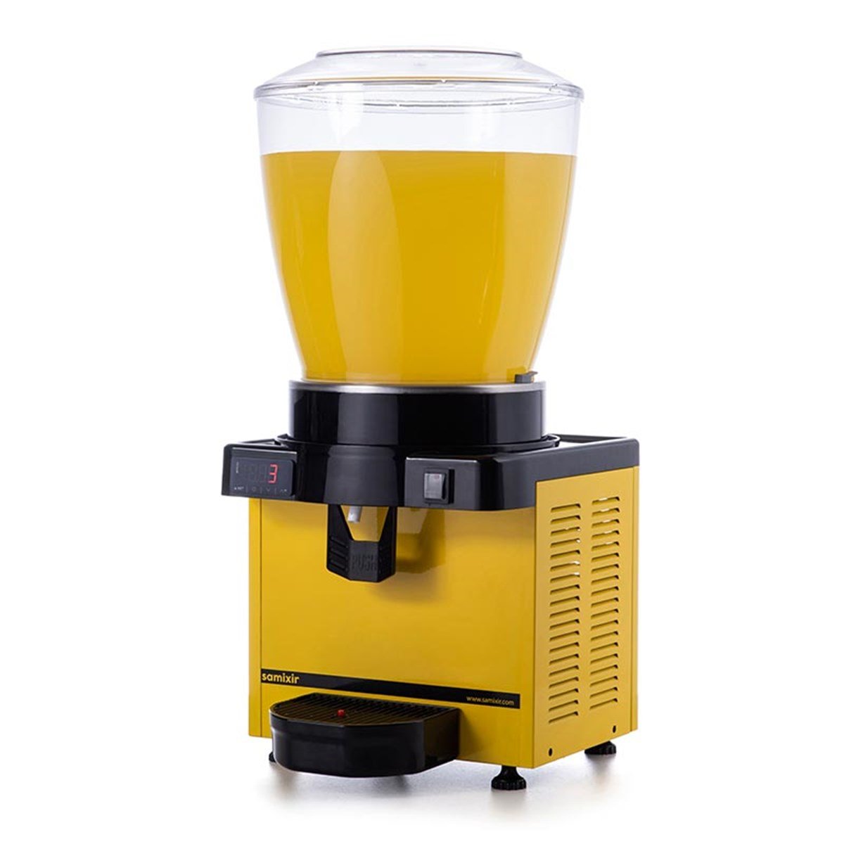 Samixir 22 L Panoramik Karıştırıcılı Soğuk İçecek Dispenseri Dijital Sarı-R134A-50Hz