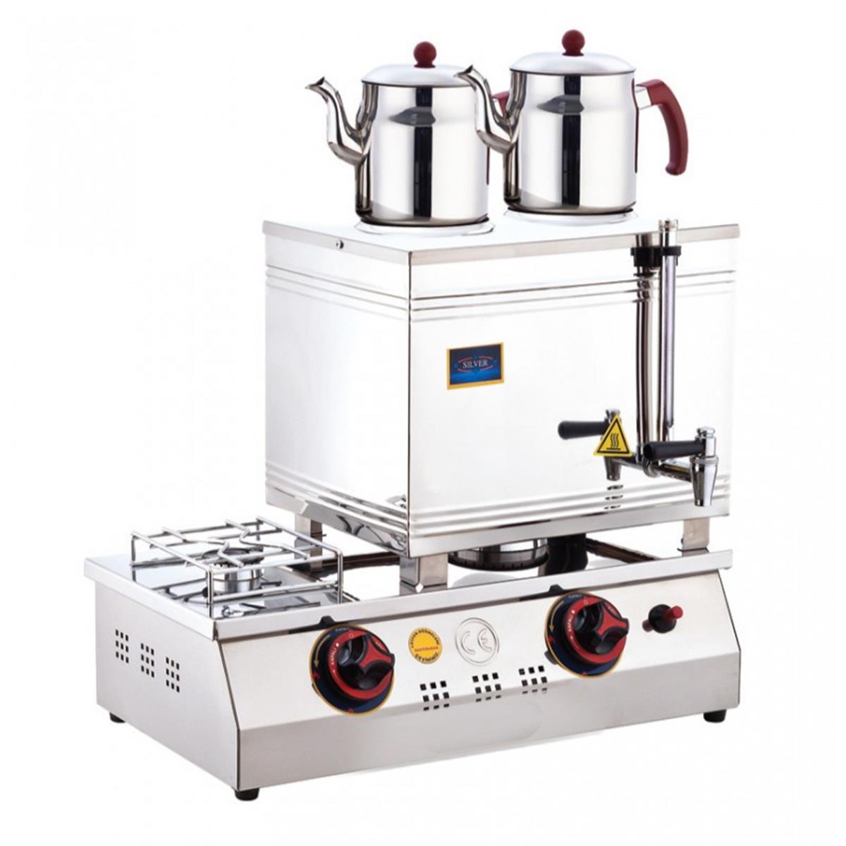 SilverInox 2055 40 Model 2 Demlikli Çift Taban Kaynaklı LPG li CE Belgeli Çay Ocağı