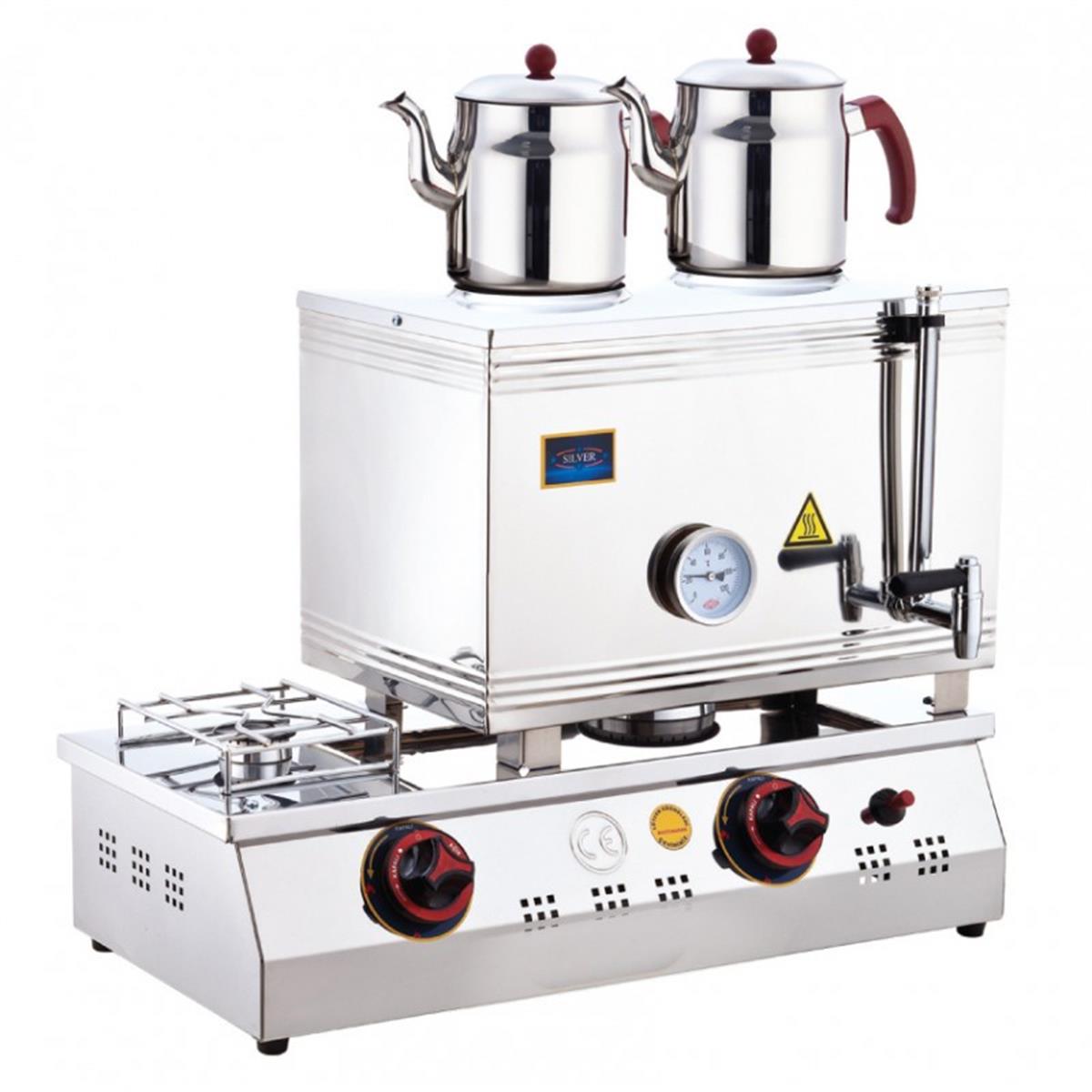 SilverInox 2056 60 Model 3 Demlikli Çift Taban Kaynaklı LPG li CE Belgeli Çay Ocağı