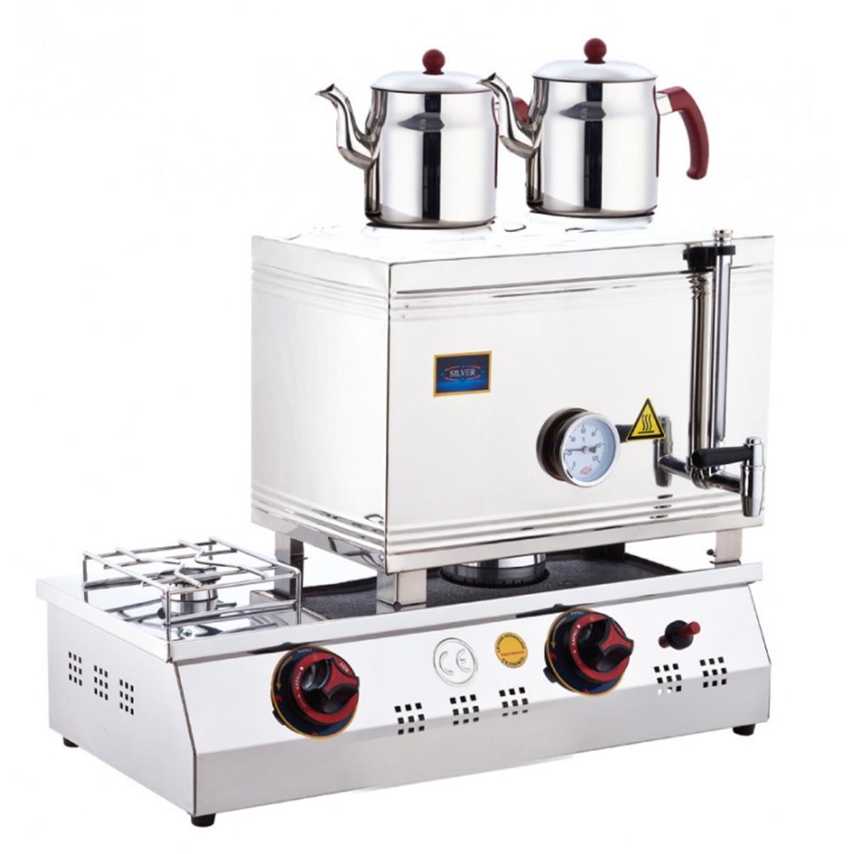 SilverInox 2065 40 Model 2 Demlikli Çift Taban Kaynaklı LPG li CE Belgeli Çay Ocağı