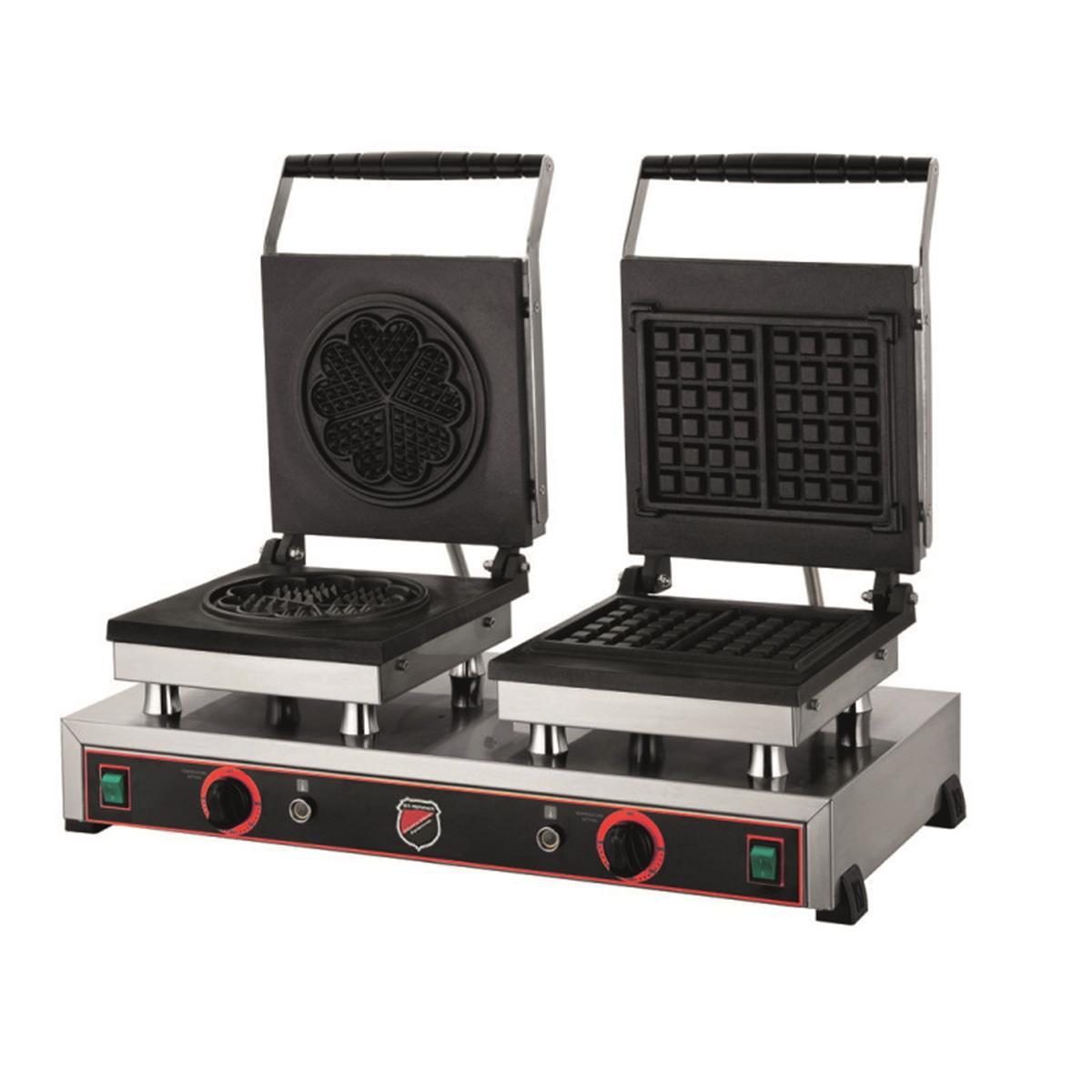 SilverInox 2148-CK Çiftli Çiçek+Kare Waffle Makinesi