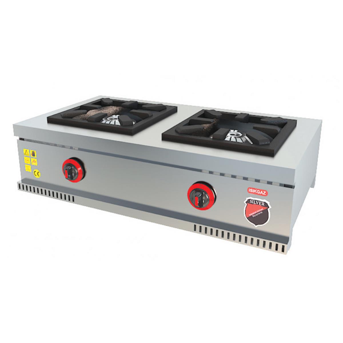 SilverInox MD-2D 2 Gözlü DoğalGazlı Setüstü Midi Ocak CE BelgeliSilverInoxIG.MD-2D