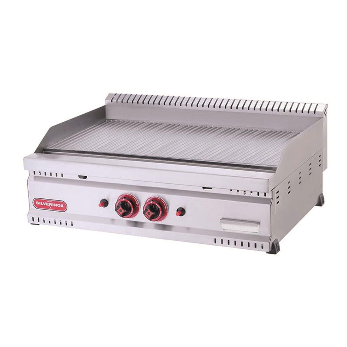 SilverInox PG-60-T Gazlı Pleyt Izgara Tam Oluklu 60x60 cm